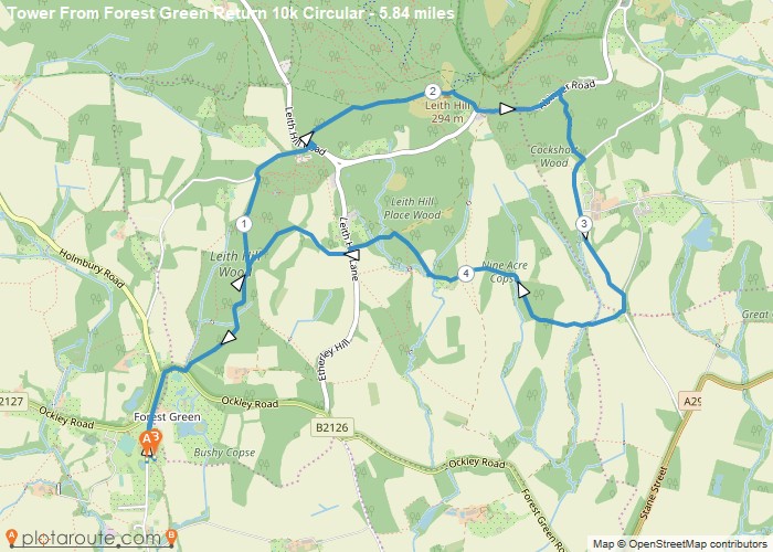 Map - Forest Green via Leith Hill and Tower Map - Forest Green via Leith Hill and Tower