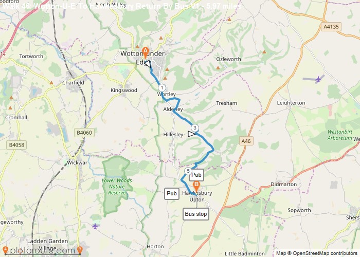 Map - Wotton-Under-Edge To Hawkesbury via Wortley Map - Wotton-Under-Edge To Hawkesbury via Wortley